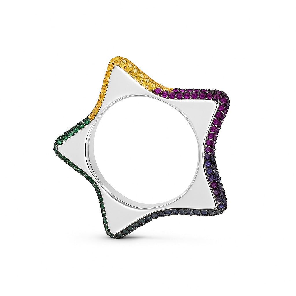 Funky Star Silver Ring