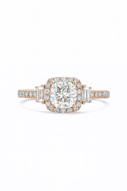 Classic Cushion Rosegold Silver Ring