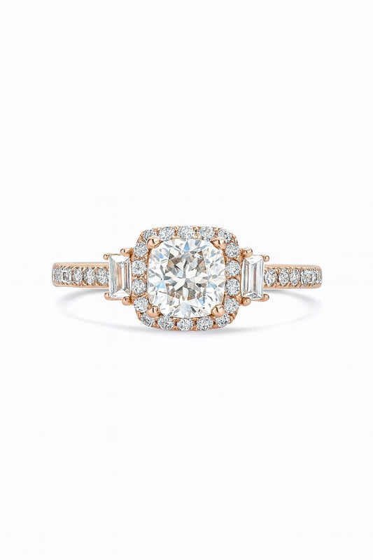 Classic Cushion Rosegold Silver Ring