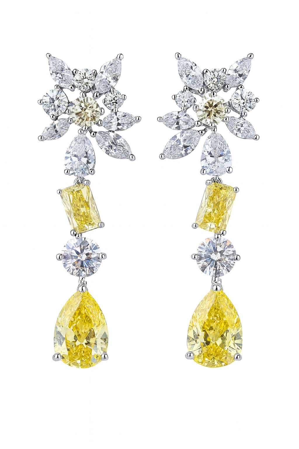 Empress Yellow Silver Earrings