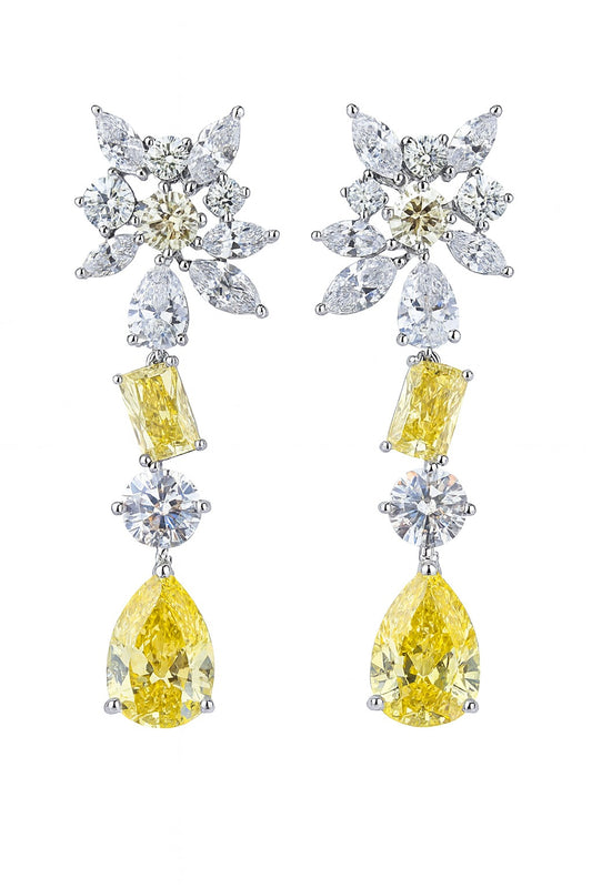Empress Yellow Silver Earrings