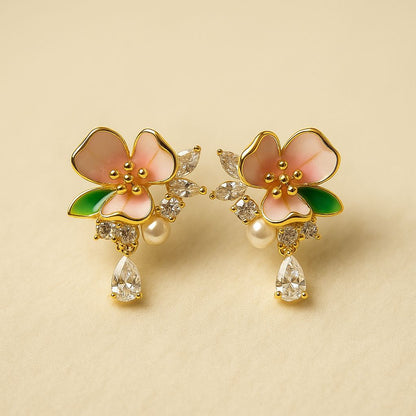 Chic Flower Silver Earrings