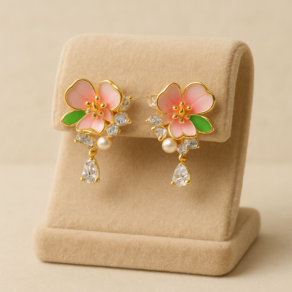 Chic Flower Silver Earrings