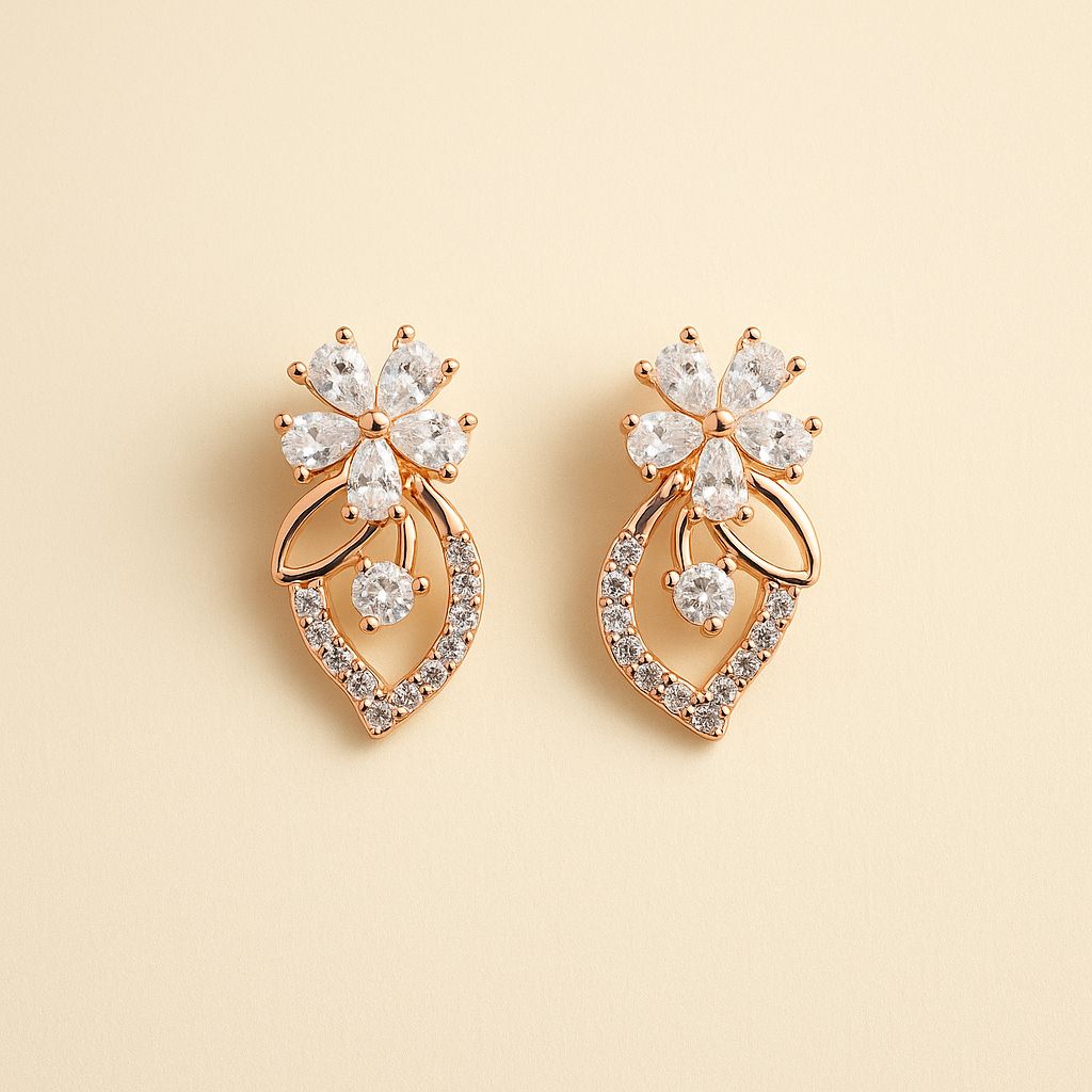 Minimal Rose Studs Silver Earrings