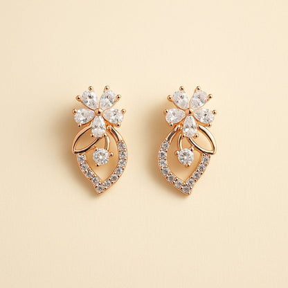 Minimal Rose Studs Silver Earrings