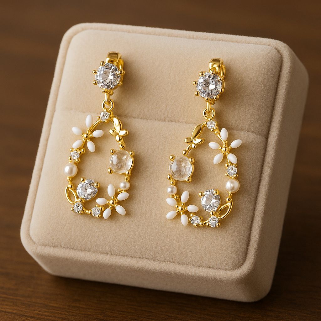 Modern Pearl Silver Earrings