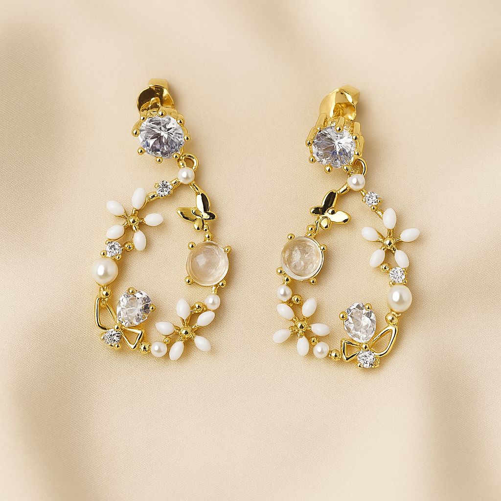 Modern Pearl Silver Earrings