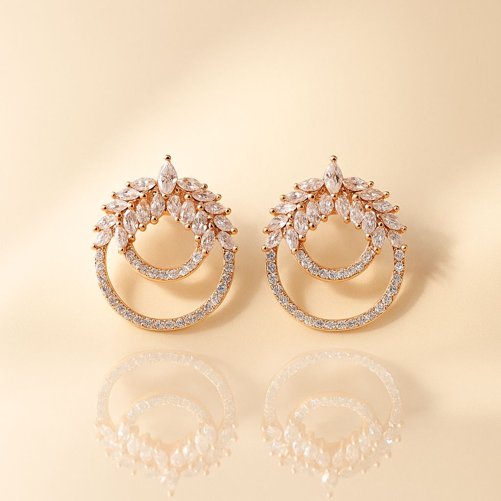 Blossom Rosegold Studs Silver Earrings