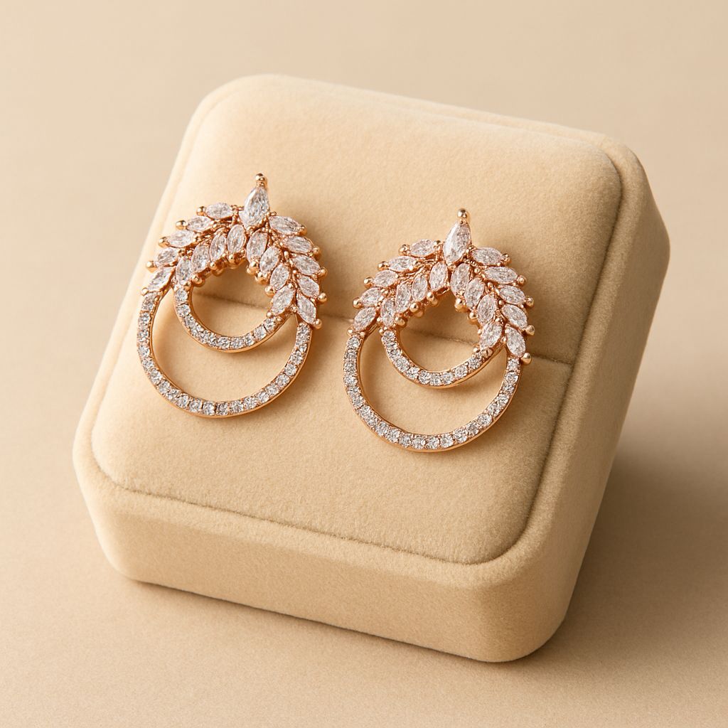 Blossom Rosegold Studs Silver Earrings