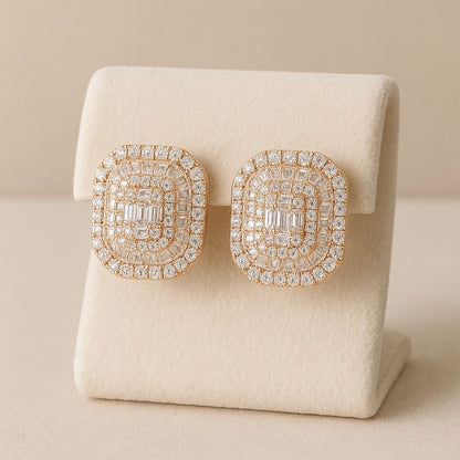 Dimaond Twinkle Rosegold Studs Silver Earrings