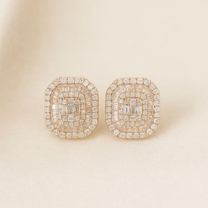Dimaond Twinkle Rosegold Studs Silver Earrings