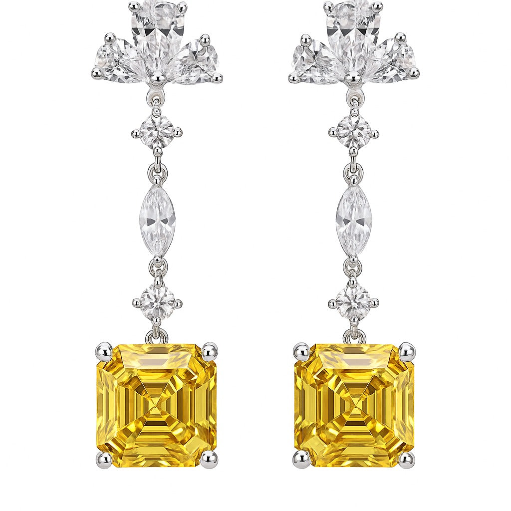 Grace Yellow Silver Earrings