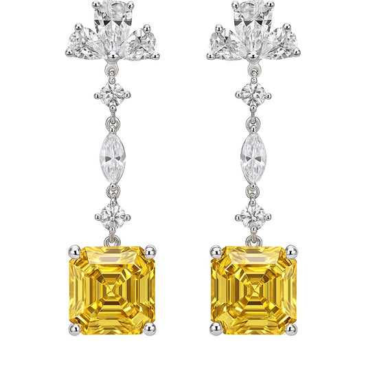 Grace Yellow Silver Earrings