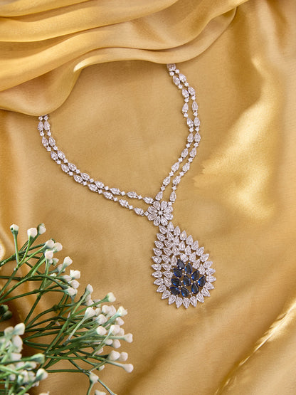 Sapphire Aura Silver Necklace Set