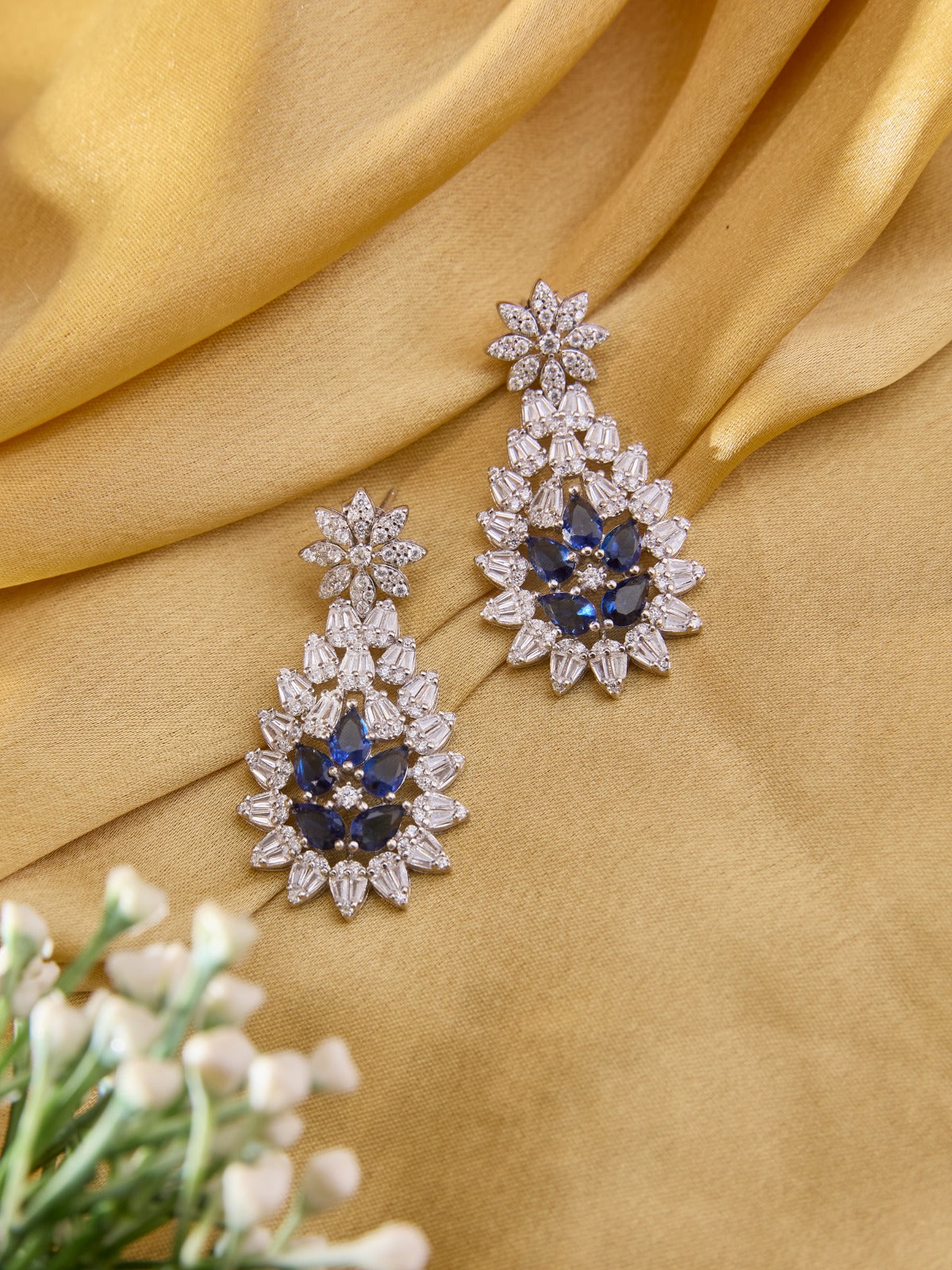 Sapphire Aura Silver Necklace Set