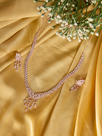 Festive Rosegold Silver Necklace Set