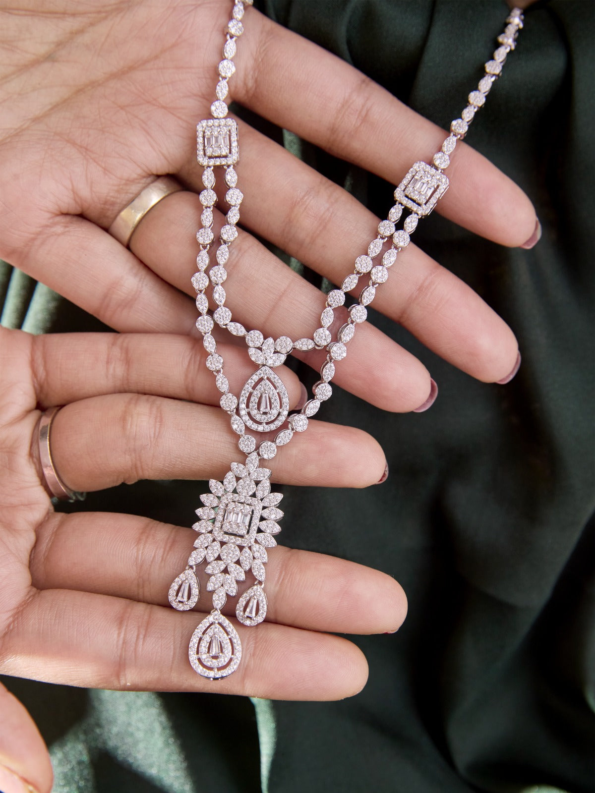 Lumiere Diamond Silver Necklace Set