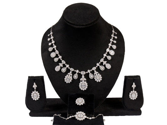 Royal Diamond Silver Necklace Set