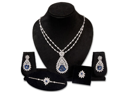 Sapphire Aura Silver Necklace Set