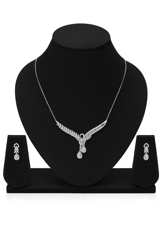 Serene Diamond Silver Necklace Set