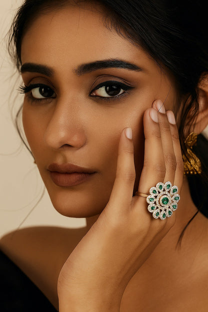 Emerald Empress Silver Ring