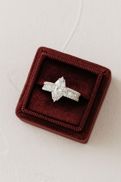 Marquise Diamond Silver Ring