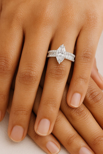 Marquise Diamond Silver Ring