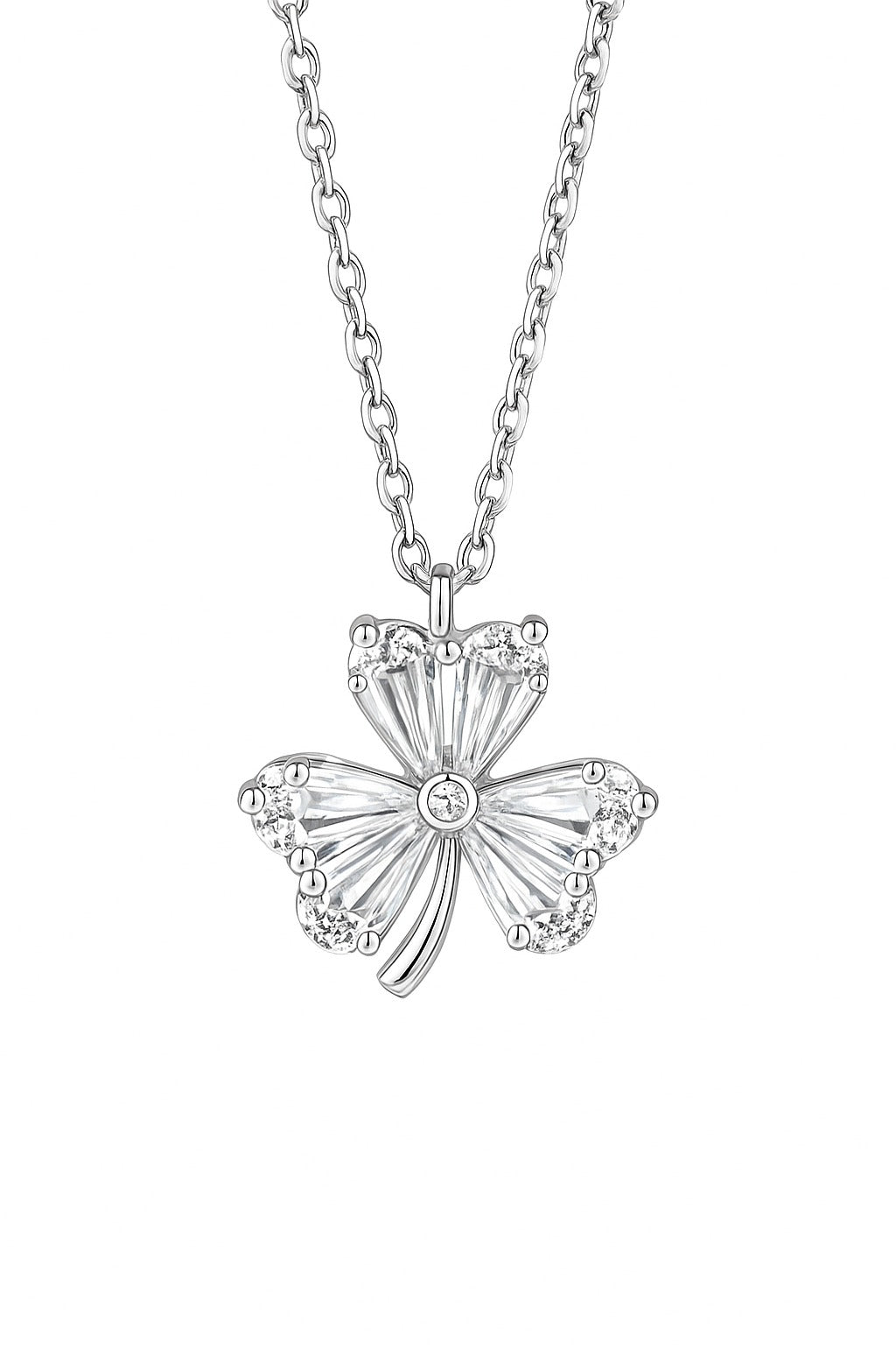 Minimal Baguette Diamond Silver Pendant