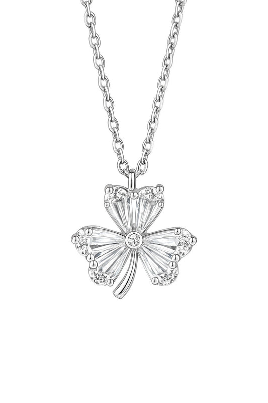 Minimal Baguette Diamond Silver Pendant