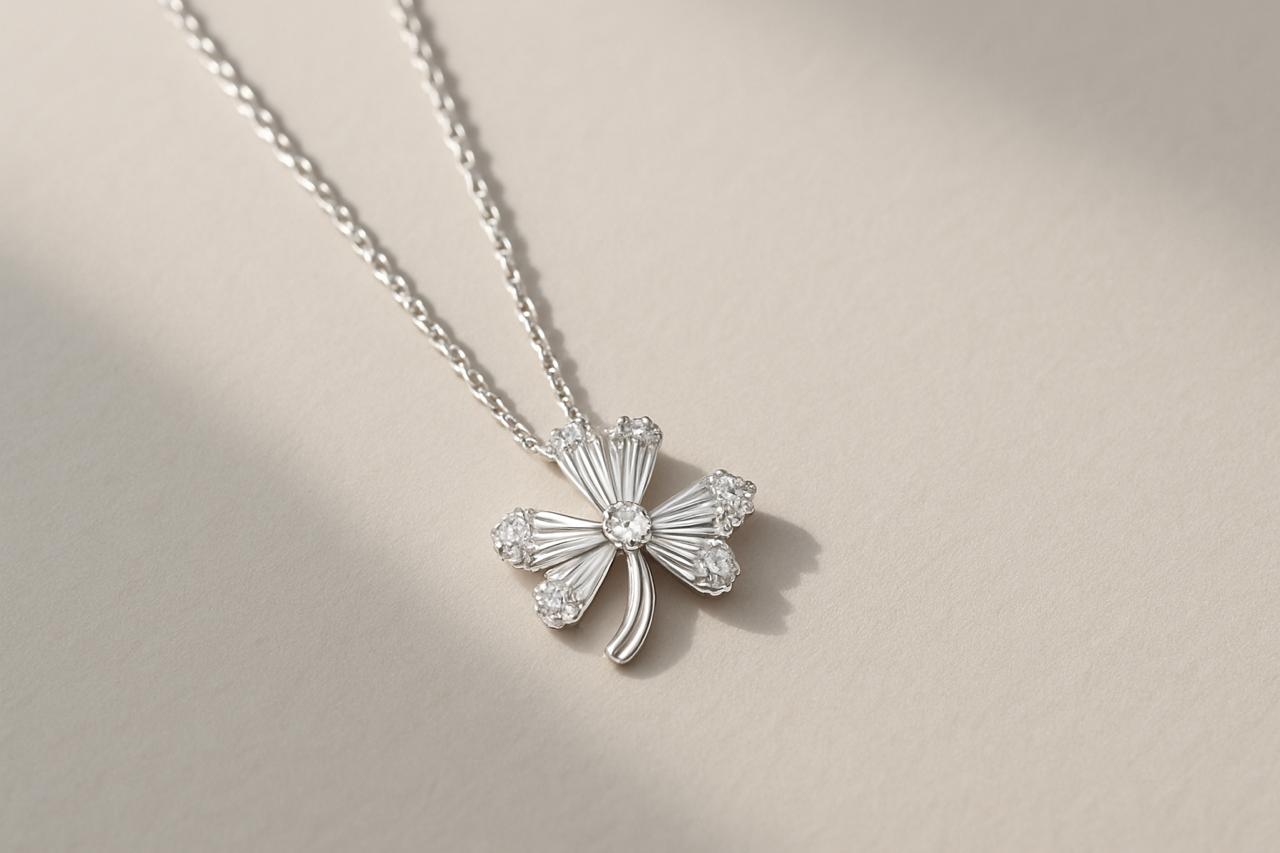 Minimal Baguette Diamond Silver Pendant