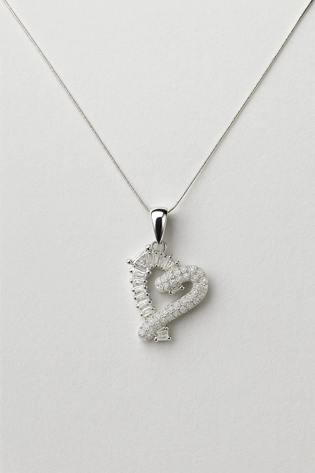 Heart Diamond Silver Pendant
