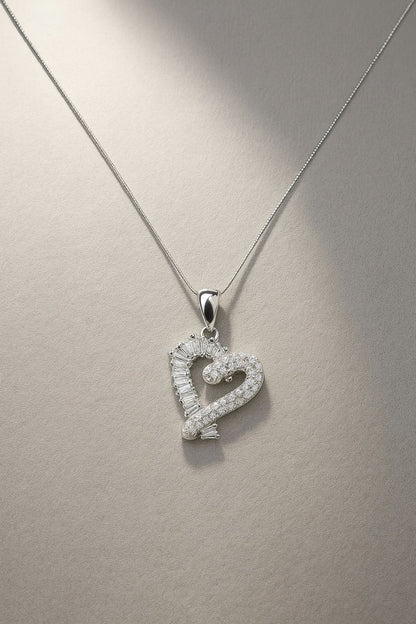 Heart Diamond Silver Pendant