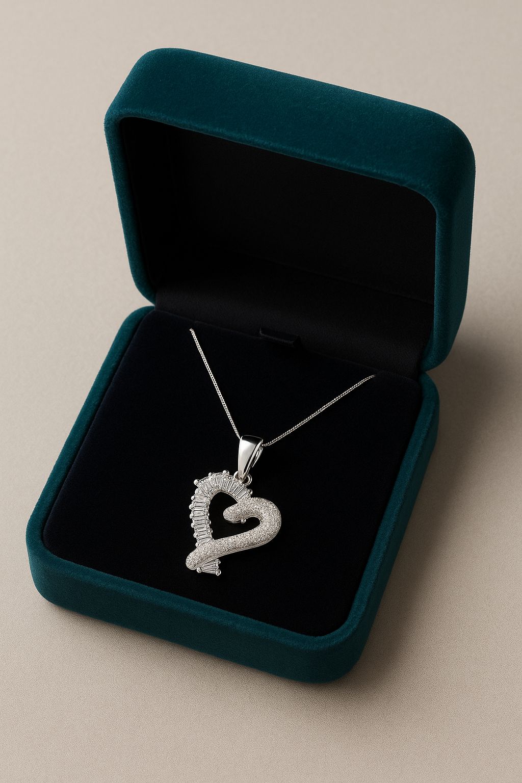 Heart Diamond Silver Pendant