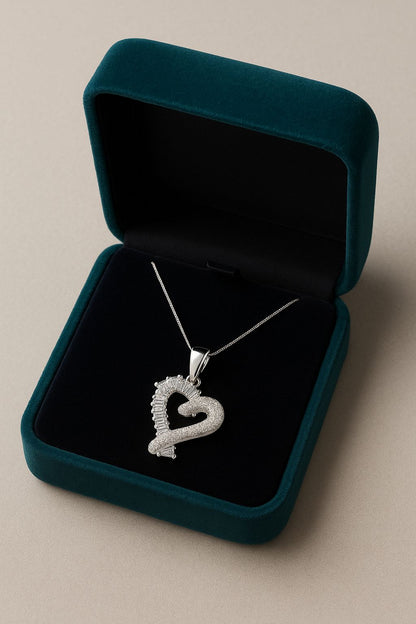 Heart Diamond Silver Pendant