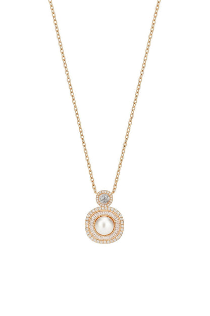 Pearl And Diamond Rosegold Silver Pendant