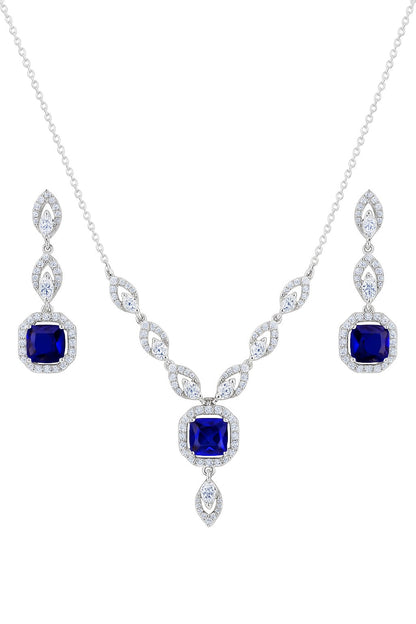 Timeless Elegance Sapphire Silver Pendant Set