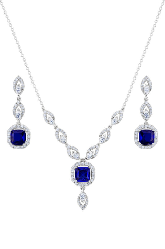 Timeless Elegance Sapphire Silver Pendant Set