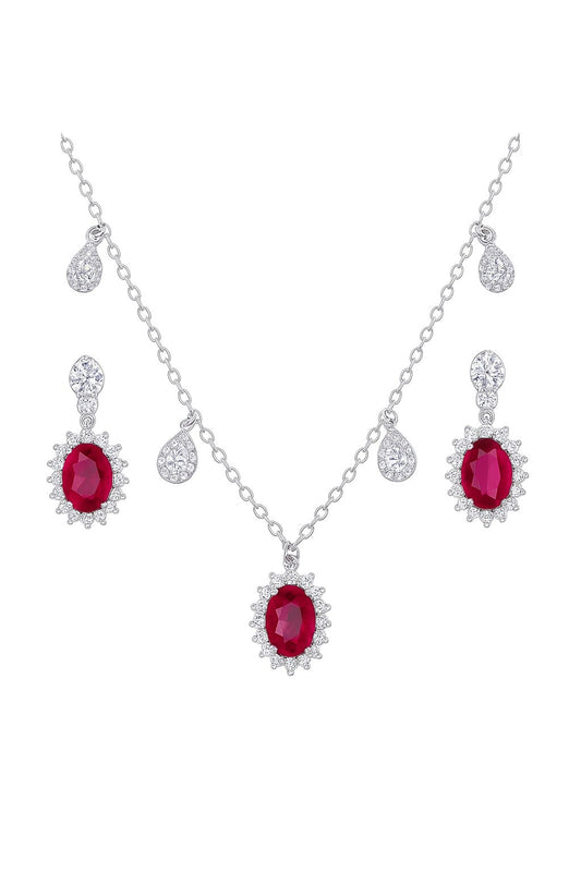 Timeless Ruby Silver Pendant Set