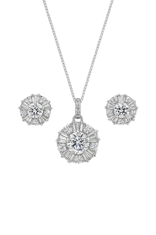 Charming Diamond Silver Pendant Set