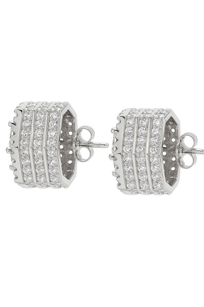 LUXE SAPPHIRE AND DIAMOND STUDS SILVER EARRINGS