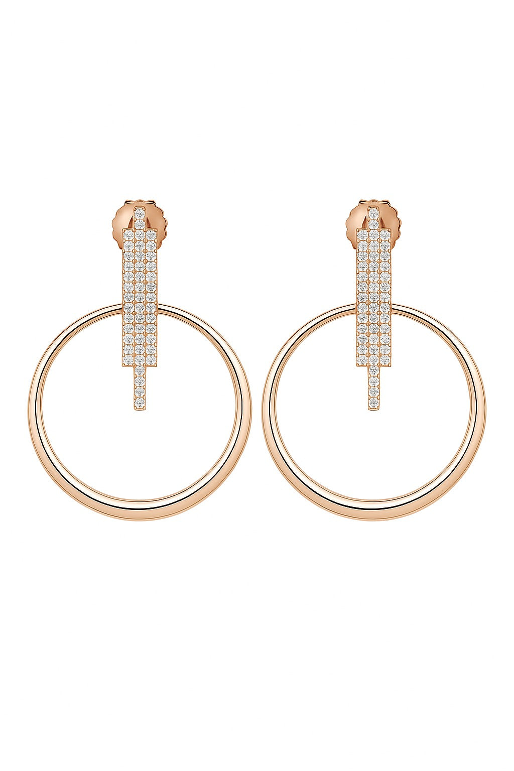 LUXE ROSE GOLD HOOPS DIAMOND SILVER EARRINGS