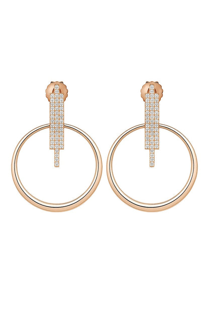 LUXE ROSE GOLD HOOPS DIAMOND SILVER EARRINGS