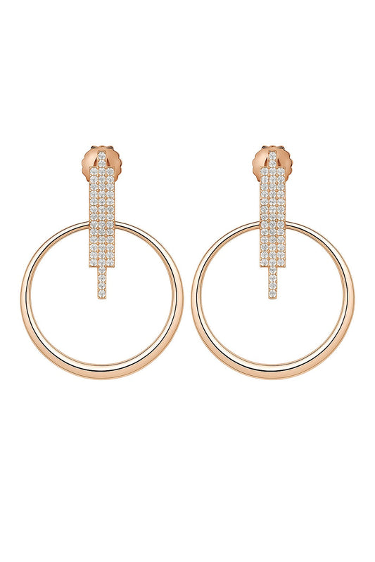 LUXE ROSE GOLD HOOPS DIAMOND SILVER EARRINGS