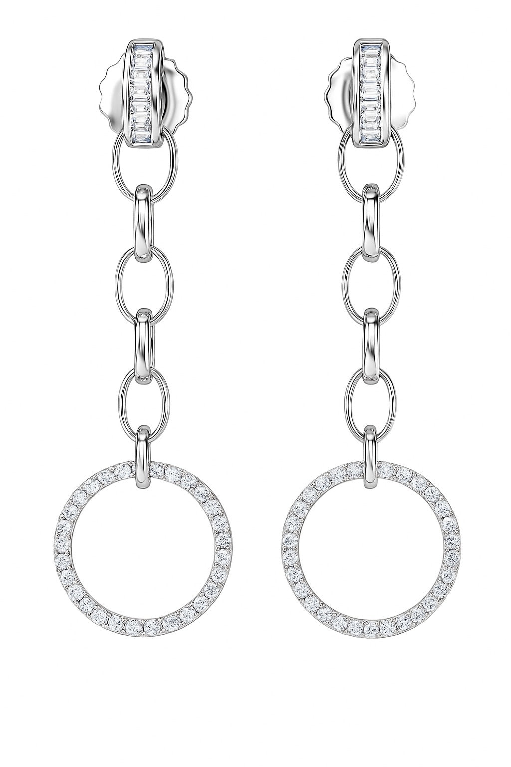 CHIC HOOPS DIAMOND SILVER EARRINGS