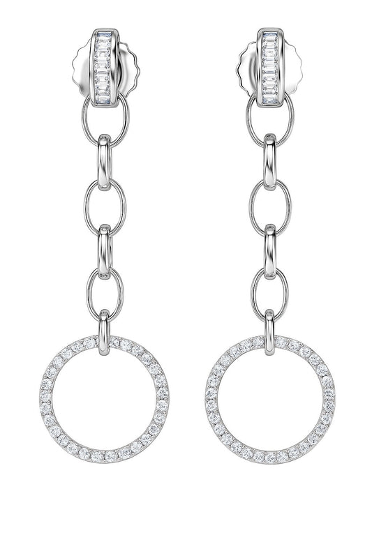 CHIC HOOPS DIAMOND SILVER EARRINGS