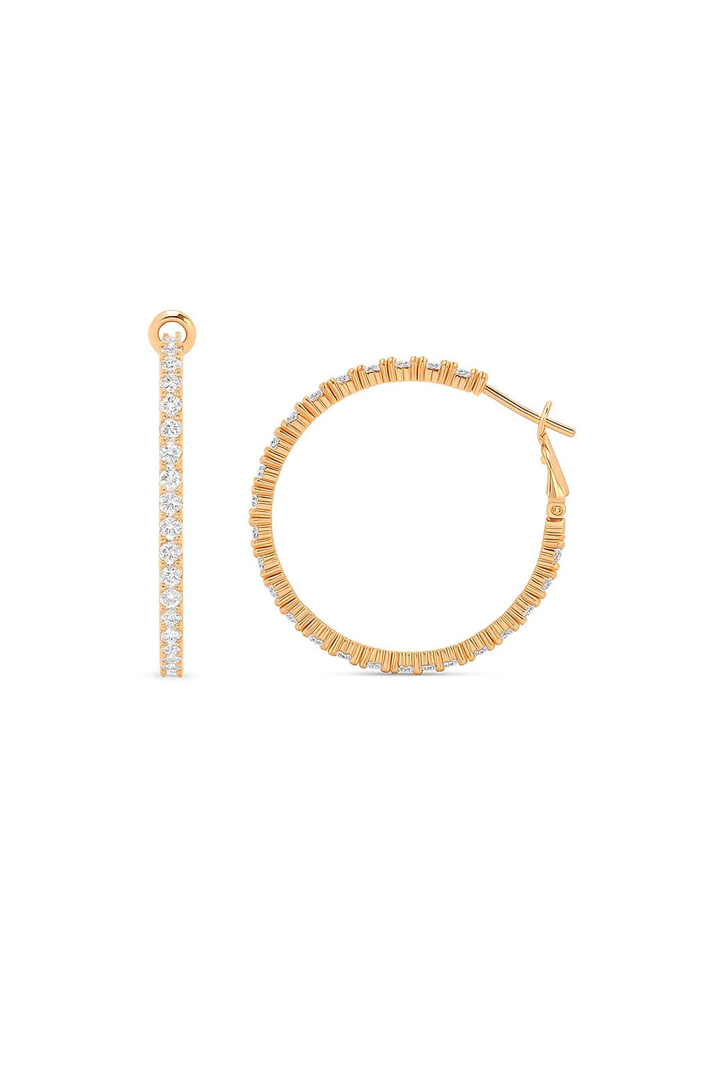 COCKTAIL ROSE GOLD DIAMOND HOOPS SILVER EARRINGS