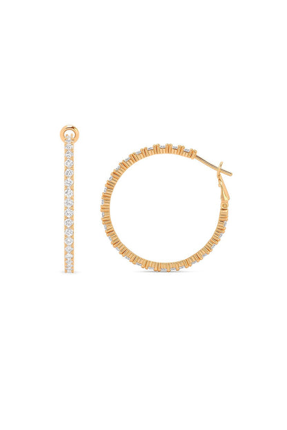 COCKTAIL ROSE GOLD DIAMOND HOOPS SILVER EARRINGS