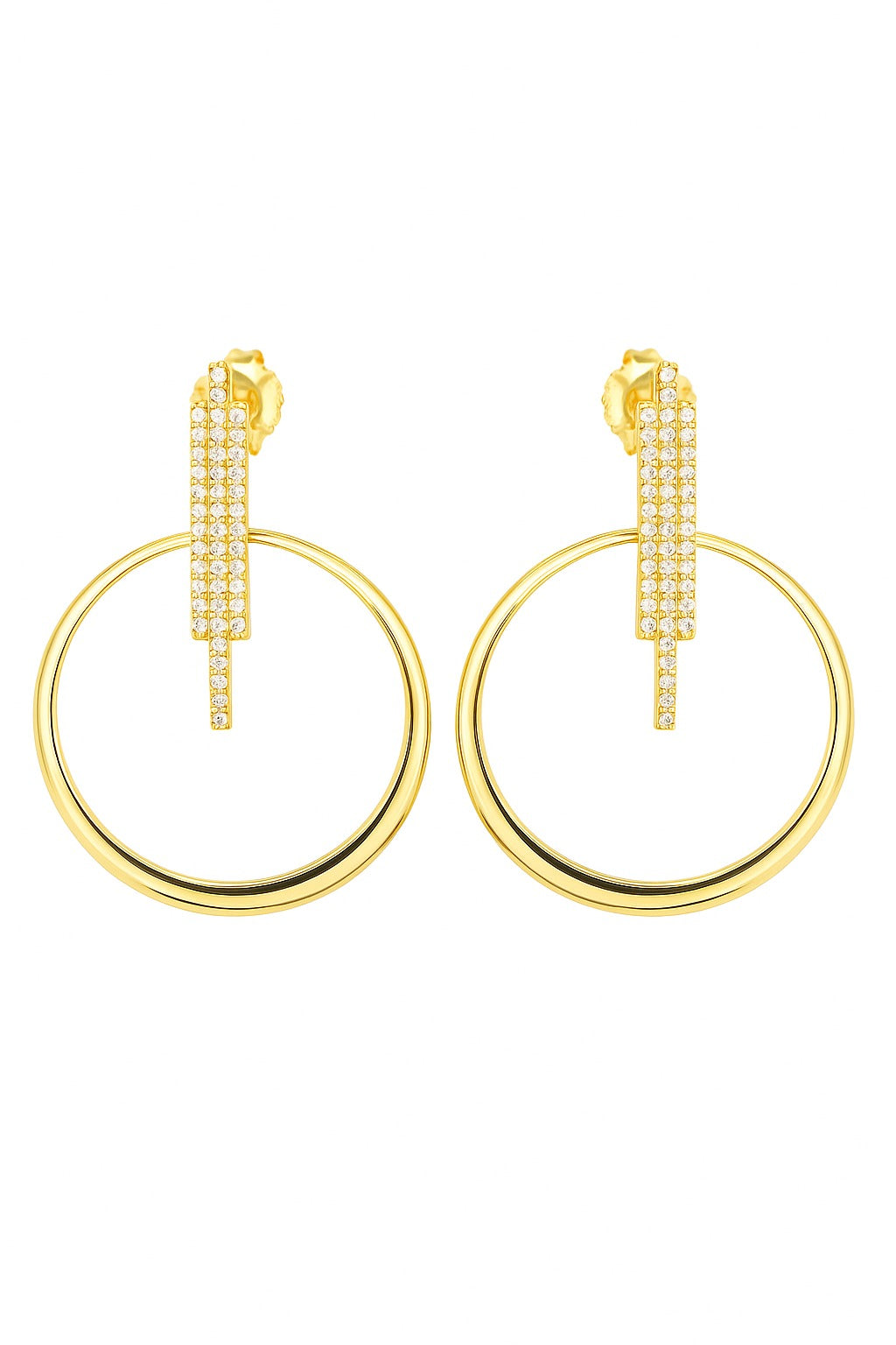 LUXE GOLD HOOPS DIAMOND SILVER EARRINGS