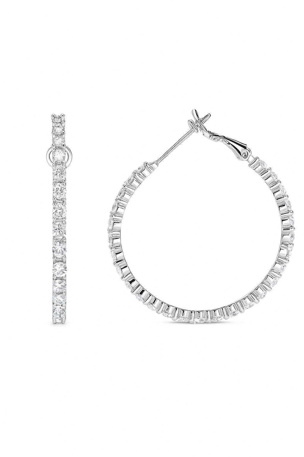 COCKTAIL DIAMOND HOOPS SILVER EARRINGS