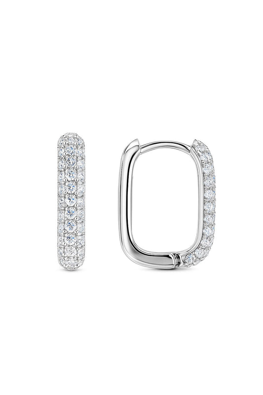 LUNA HOOPS DIAMOND SILVER EARRINGS